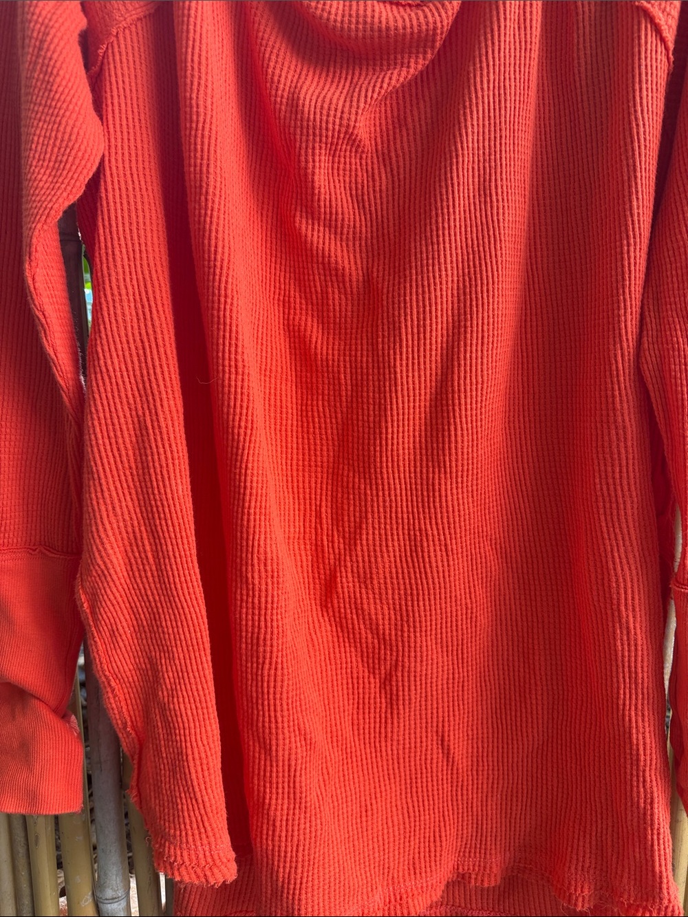 We The Free Orange-Red Waffle Knit Long Sleeve Top - Picture 3 of 5